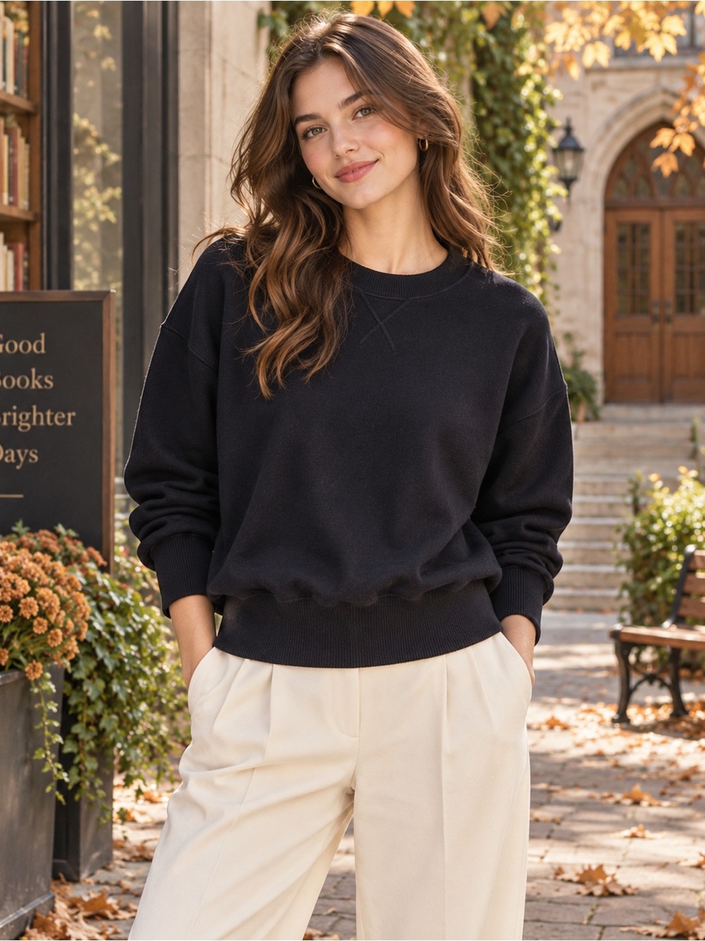Zara Navy Blue Soft Knit Crewneck Sweater Size Medium | Fall Academia Preppy
